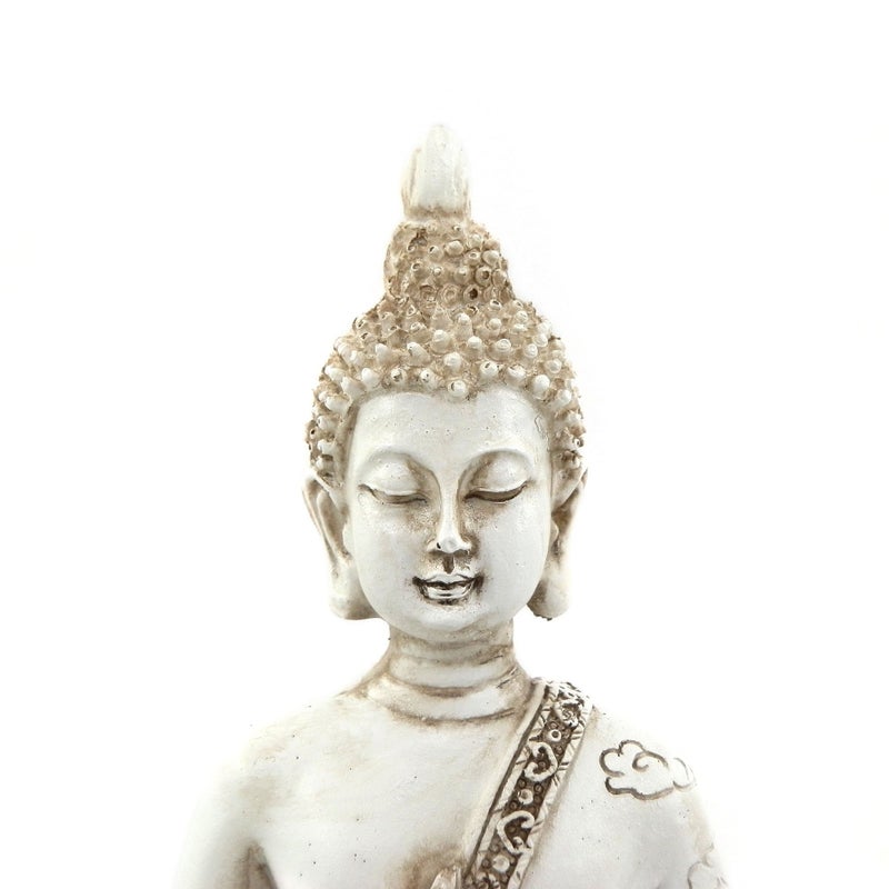 ornerx Thai Sitting Buddha Statue for Home Decor Ivory 6.7 " - Image 3